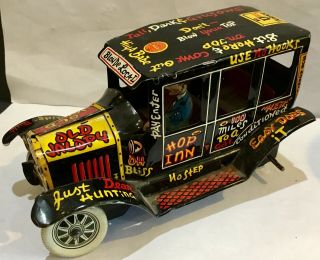 1950’s Marx Tin Lithograph Wind Up Old Jalopy 7” Taxi Car Vintage Toy