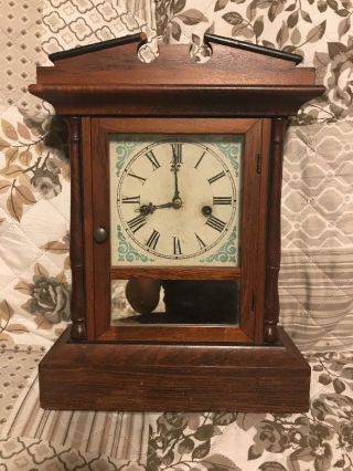 Antique Waterbury Mantle Clock With Mirror Rare