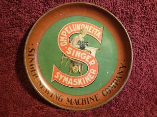 1920 - S Antique Advertising Sewing Machine Singer Tin Plate Finland / Sweden Lang