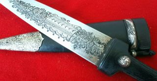 Antique Russian Empire COSSACK little SILVER Dagger Dirk Kinjal ingraved Blade 11