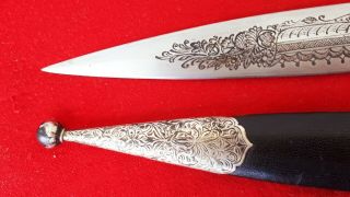 Antique Russian Empire COSSACK little SILVER Dagger Dirk Kinjal ingraved Blade 4