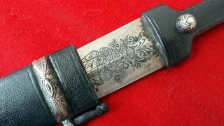 Antique Russian Empire COSSACK little SILVER Dagger Dirk Kinjal ingraved Blade 5