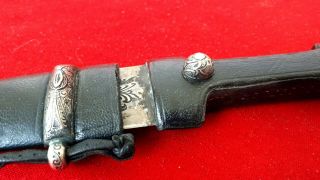Antique Russian Empire COSSACK little SILVER Dagger Dirk Kinjal ingraved Blade 8