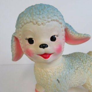 Sun Rubber Large Vintage Lamb….  Pink And Blue….  Pre - Owned
