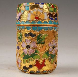 CLOISONNE TOOTHPICK BOX HANDMADE HOME DECORATION OLD GIFT COLLECT 3