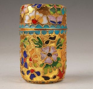 CLOISONNE TOOTHPICK BOX HANDMADE HOME DECORATION OLD GIFT COLLECT 4