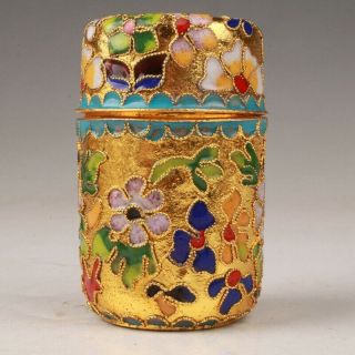 CLOISONNE TOOTHPICK BOX HANDMADE HOME DECORATION OLD GIFT COLLECT 5