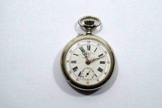 Antique F.  Bachschmid Pocket Watch Silver Plated 16s Running B329