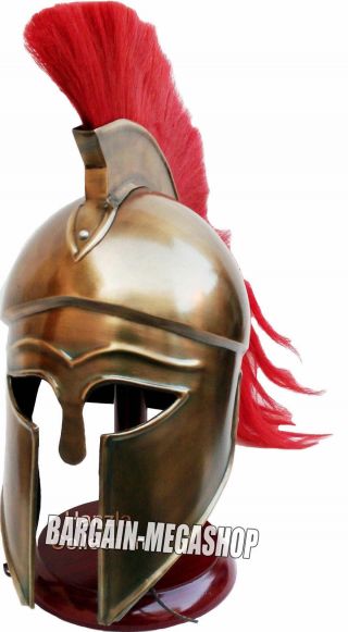Greek Corinthian Helmet Red Plume Armor Medieval Knight Spartan