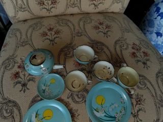Vintage Ohio Art Company Fairy Litho Tin Childs Tea Set Toy 3