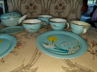 Vintage Ohio Art Company Fairy Litho Tin Childs Tea Set Toy 6