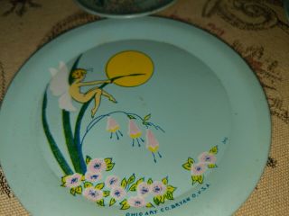 Vintage Ohio Art Company Fairy Litho Tin Childs Tea Set Toy 7
