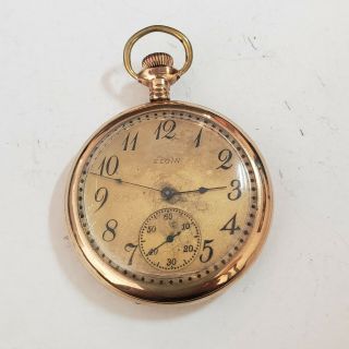 Antique Vintage Elgin Grade Open Face Gold Filled Pocket Watch