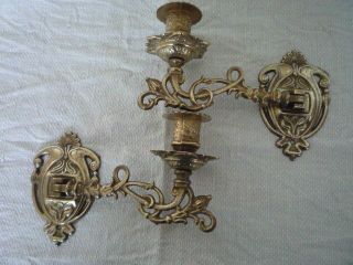 2 Decorative Simple Brass Candle Candlestick Holders Wall Sconce Piano Pair