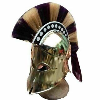 Medieval Greek Corinthian Armour Helmet Black & White Plume Knight Spartan