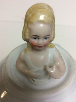 Vintage Half Doll Pin Cushion - Art Deco Porcelain Top Germany 2” h 3