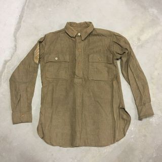 Vintage American Ww1 Wool Pullover Long Sleeve Shirt With Shoulder Patch