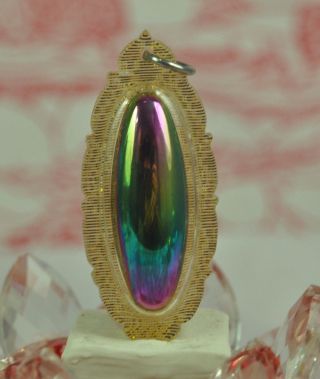 Emerald Leklai Rainbow 7 Color Magnet Natural Torpedo Shape Thai Buddha Amulet M