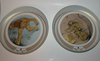 Salvador Dali Deportes Two Decorative Porcelain Plates Both 369 Out Of 5000