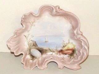 Hermann Ohme Germany Porcelain Sea Shell Conch Bowl Hand Painted Rare Pre 1930