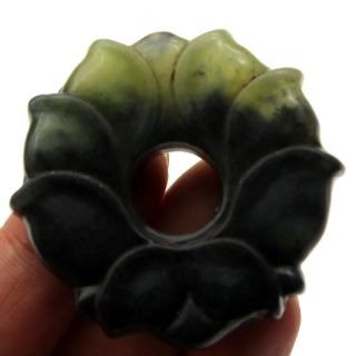 P217 Antique Chinese Old Jade Hand - Carved Lotus Flower Amulet Pendants 2.  0 "