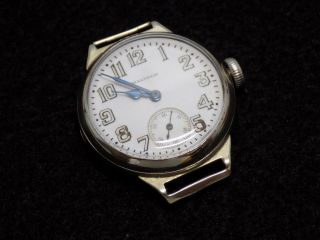 Wwi 1916 Waltham Watch Co.  Us Army Trench Wristwatch 14kt Gold Case -