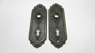 2 Sargent Antique Victorian Solid Cast Bronze / Brass Door Knob Backplates