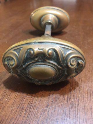 Antique Ornate Victorian Style Oval Door Knobs Bronze/brass Salvage Diy