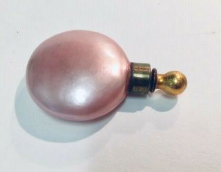 Antique Germany Lay Down Pink Luster Perfume Bottle Miniature Gold Stopper