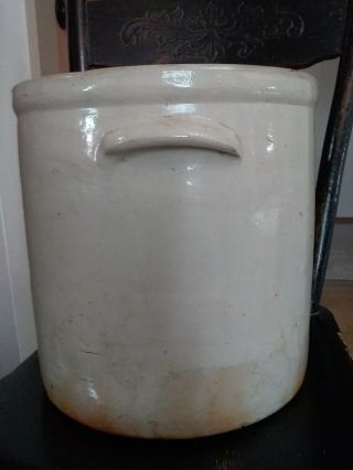 Antique 3 Gallon Stoneware Crock With Handles And Cobalt Blue Lettering 6
