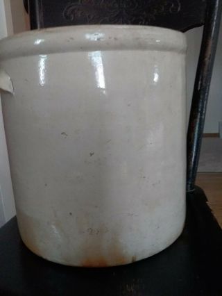 Antique 3 Gallon Stoneware Crock With Handles And Cobalt Blue Lettering 7
