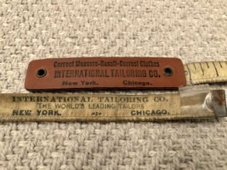 Vintage International Tailoring Company Cloth Sewing Tape Measure W Leather End