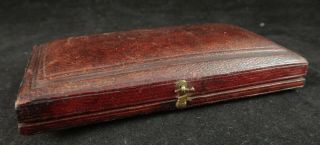 Rare American Leather Case With Velvet & Satin Interior.  C.  1850’s.