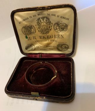 Antique 1800’s H R Ekegren Copenhagen Pocket Watch Leather Case Box