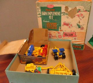 Vintage Ideal Plastic Farm Implement Set & Box