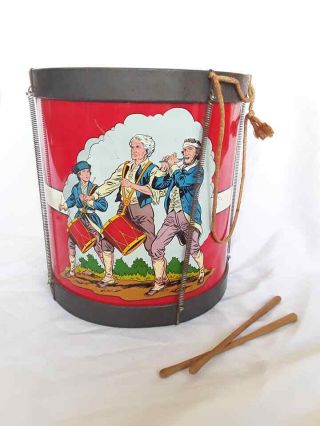 Vintage Ohio Art Company Toy Tin Patriotic Drum