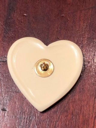 Large Vintage Button,  Resin Scrimshaw Teddy Bear,  K&K McClelland,  Heart Shaped 2