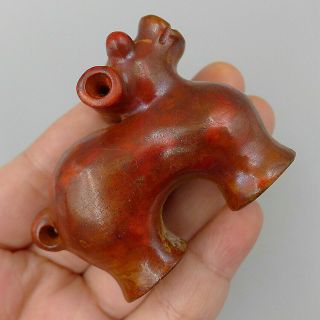 Natural Old Cinnabar DIY Pendant Exorcise Evil Spirits Hand Carved Hippopotamus 5