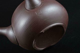 S5084: Japanese Banko - ware Brown pottery Flower sculpture TEAPOT Kyusu Sencha 8