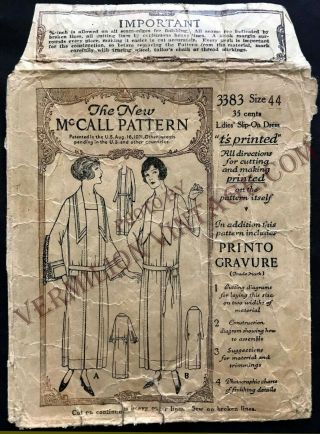 1923 Mccall Dress 3383,  1920 