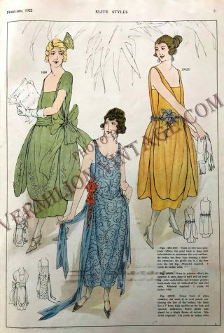 RARE 1922 Elite Styles for February,  Gorgeous & LARGE Pattern Illust,  1920 ' s 3