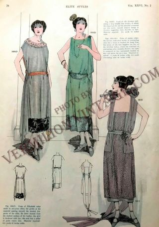 RARE 1922 Elite Styles for February,  Gorgeous & LARGE Pattern Illust,  1920 ' s 4