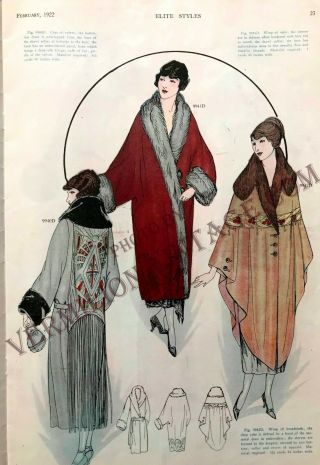 RARE 1922 Elite Styles for February,  Gorgeous & LARGE Pattern Illust,  1920 ' s 5