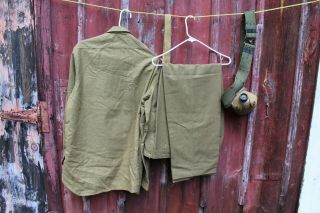 WW2 US Army Regulation wool shirt,  pants,  belt,  1945 canteen and belt 5