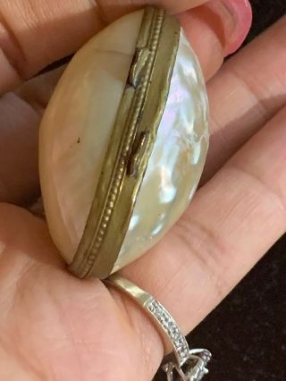 Antique Victorian Palais Royale French Mother Of Pearl Thimble Holder Pill Case 5