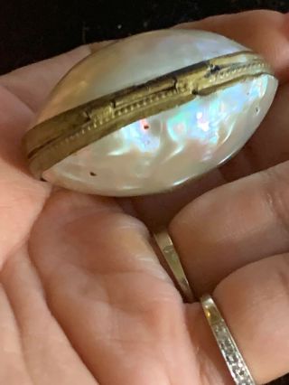 Antique Victorian Palais Royale French Mother Of Pearl Thimble Holder Pill Case 7
