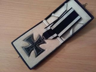 Wwi German Iron Cross Second Class With Ribbon And Case Ek2 Marked