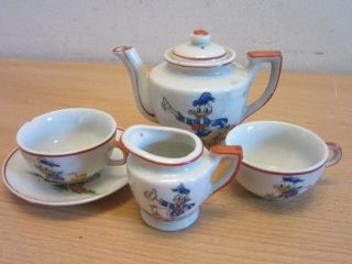 Vintage Walt Disney Donald Duck Miniature Porcelain Tea Set,  Occupied Japan