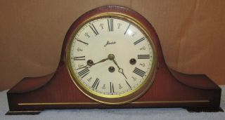 Vintage W Haid 340 - 020 2 Jewel Movement Mantel Clock Humpback/camelback J0717