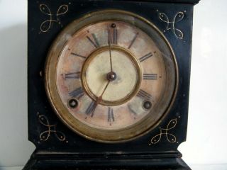 Antique Ansonia Clock Co.  Cast Iron Metal Shelf Mantle Clock dated 1882 need TLC 2